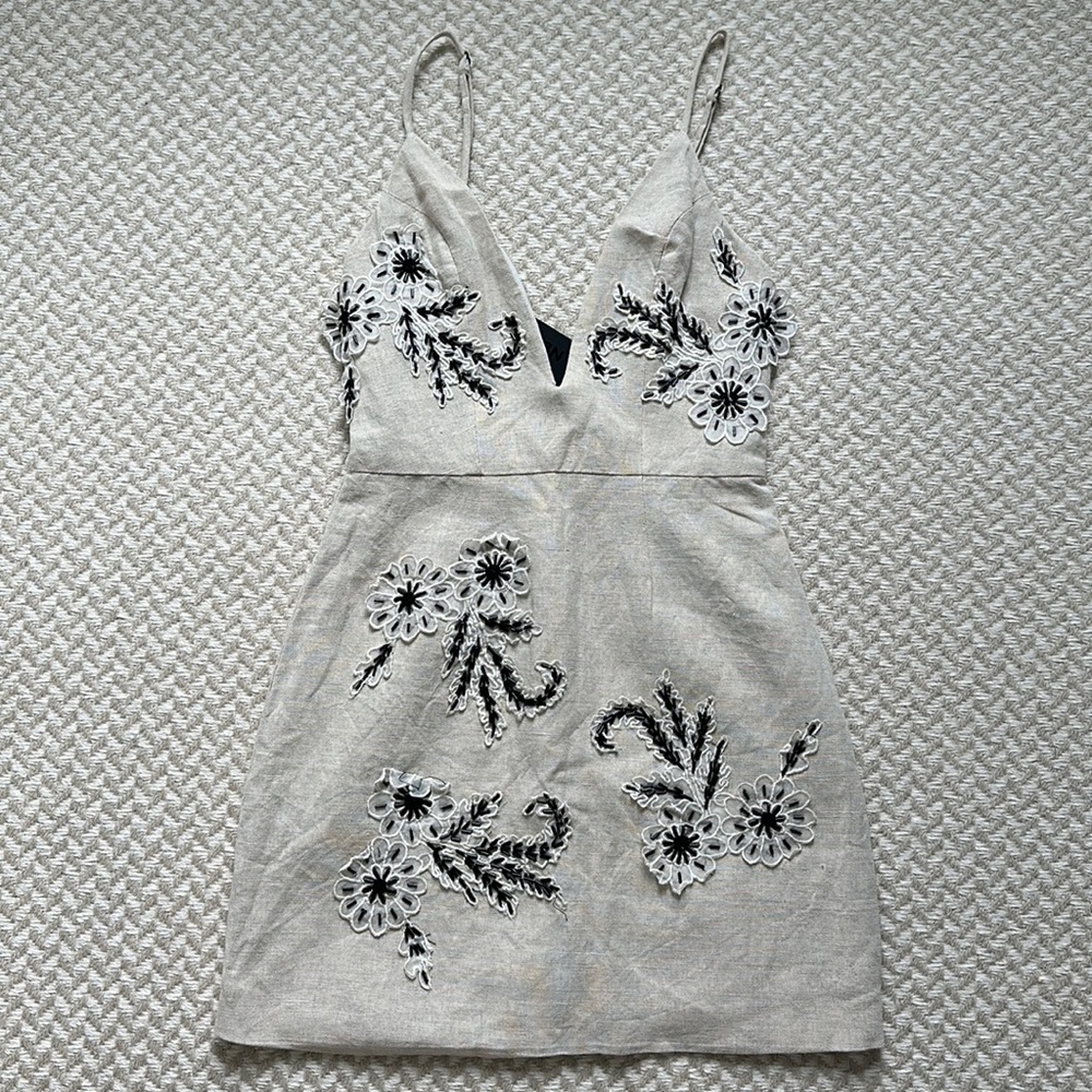 Linen Embroided NBD mini dress